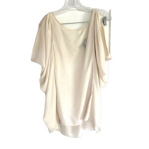BCBGMaxazria Silky Blouse Flowy Top Size M Cream Oversized